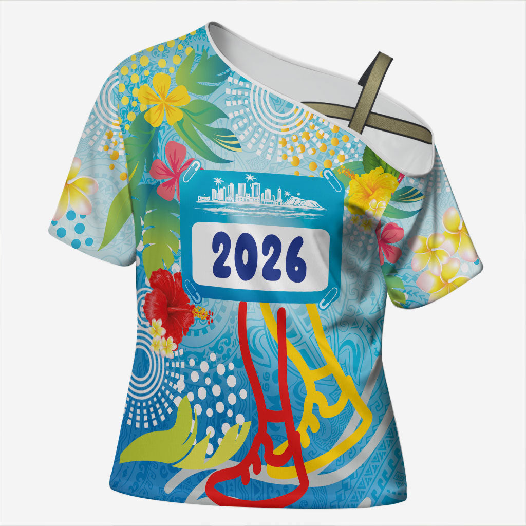Personalized Hawaii Marathon Cross Shoulder Shirt Polynesian Motif Tropical Style