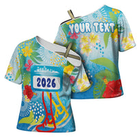 Personalized Hawaii Marathon Cross Shoulder Shirt Polynesian Motif Tropical Style