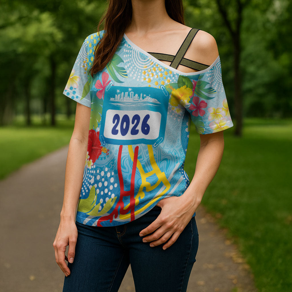 Personalized Hawaii Marathon Cross Shoulder Shirt Polynesian Motif Tropical Style