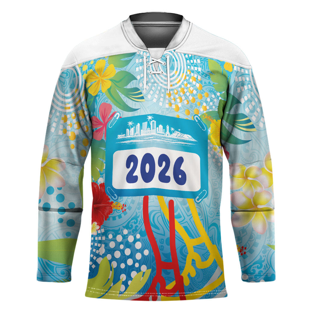 Personalized Hawaii Marathon Hockey Jersey Polynesian Motif Tropical Style