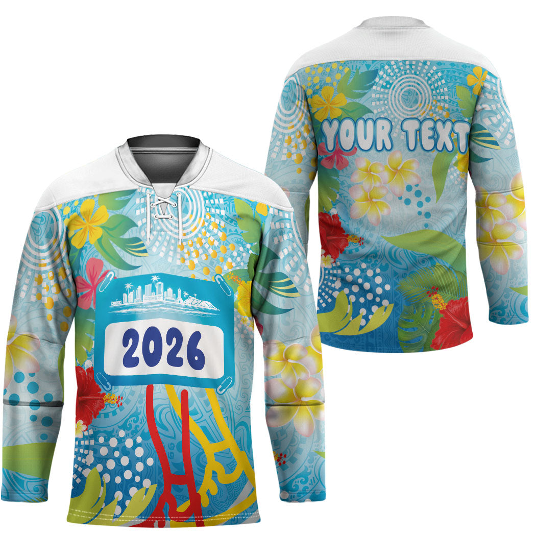 Personalized Hawaii Marathon Hockey Jersey Polynesian Motif Tropical Style