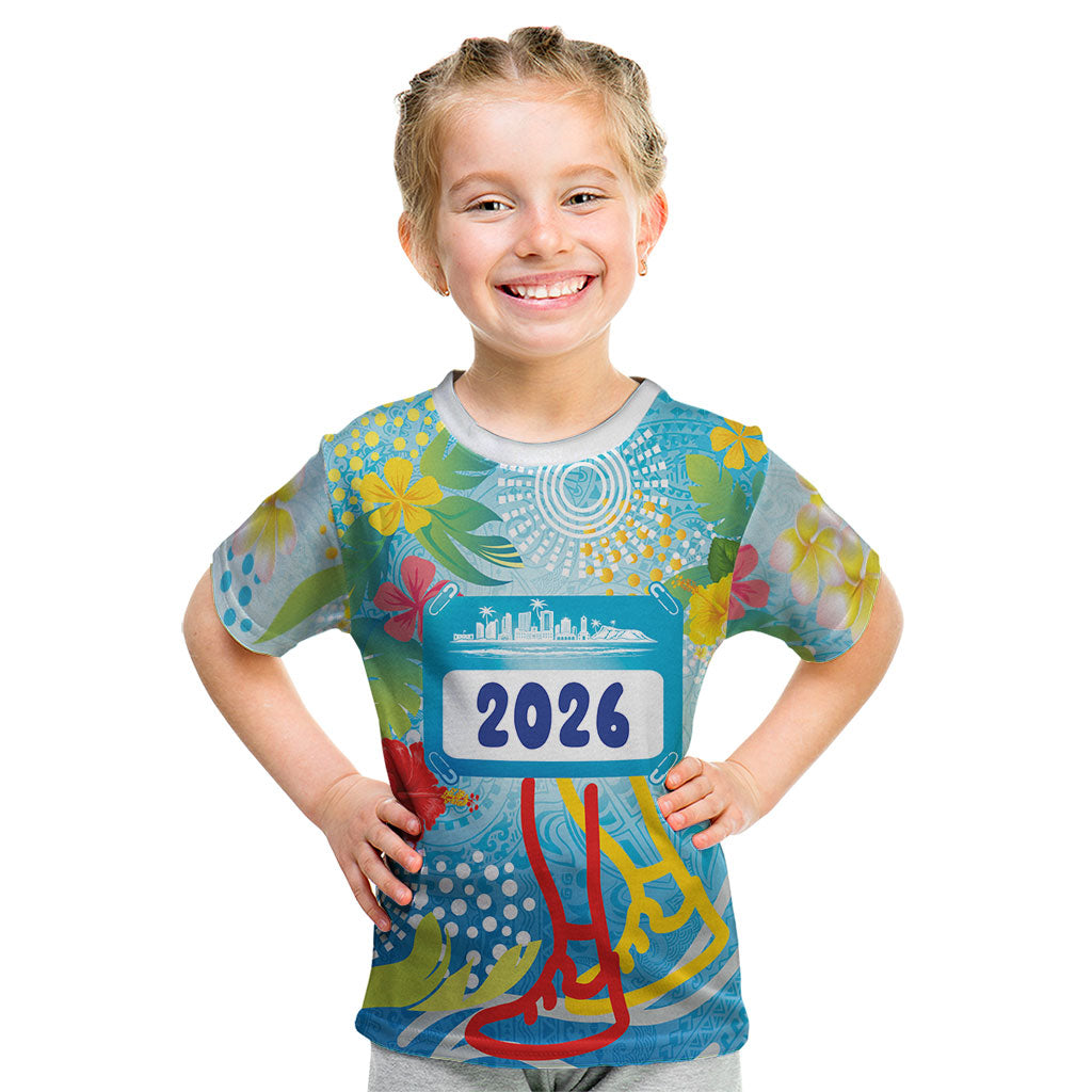 Personalized Hawaii Marathon Kid T Shirt Polynesian Motif Tropical Style