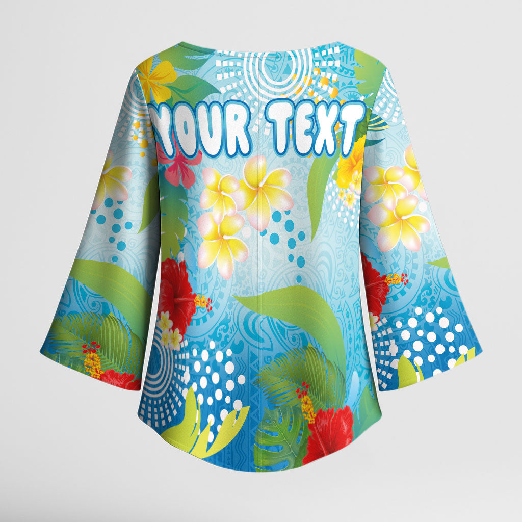 Personalized Hawaii Marathon Kimono Sleeve Blouse Polynesian Motif Tropical Style