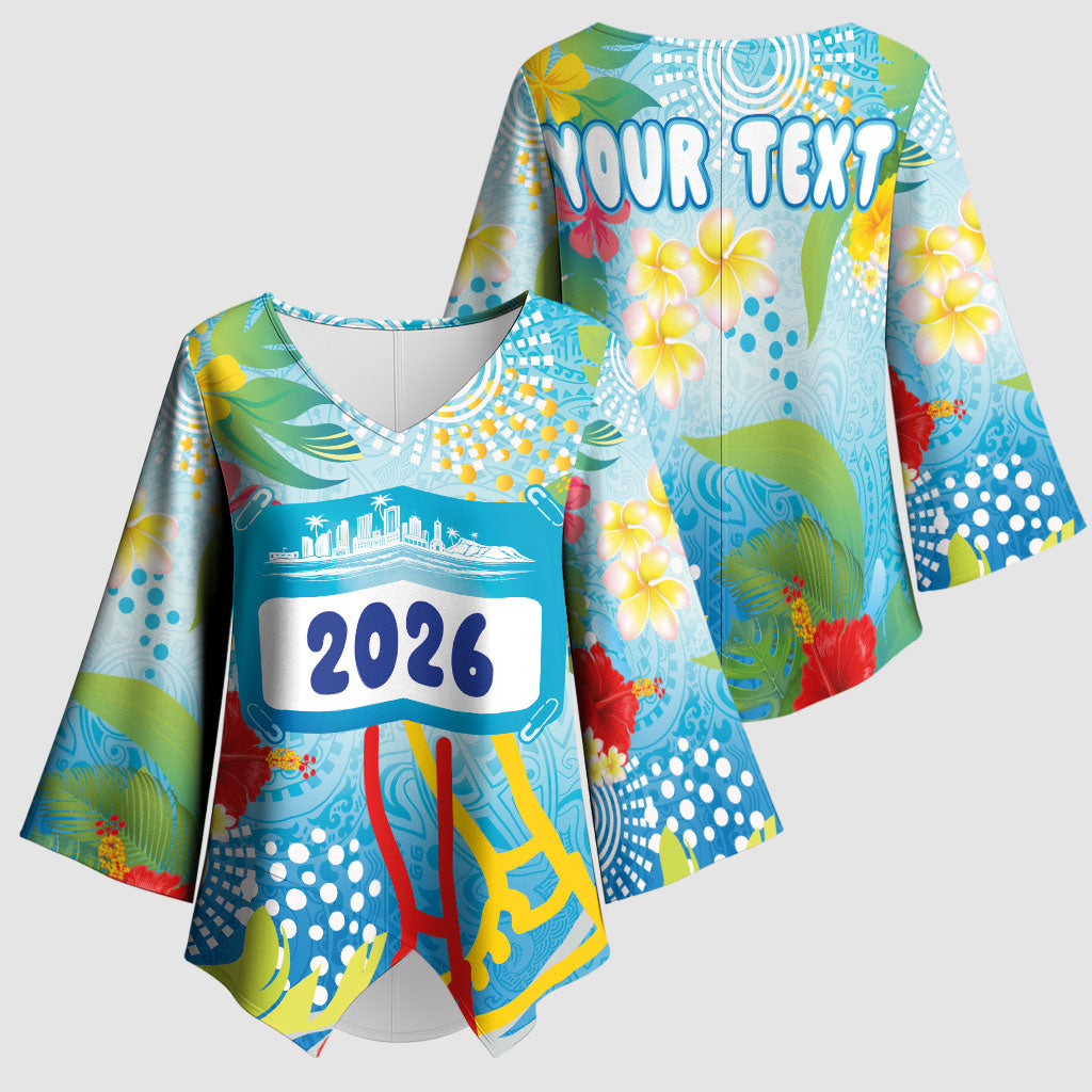 Personalized Hawaii Marathon Kimono Sleeve Blouse Polynesian Motif Tropical Style