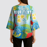 Personalized Hawaii Marathon Kimono Sleeve Blouse Polynesian Motif Tropical Style