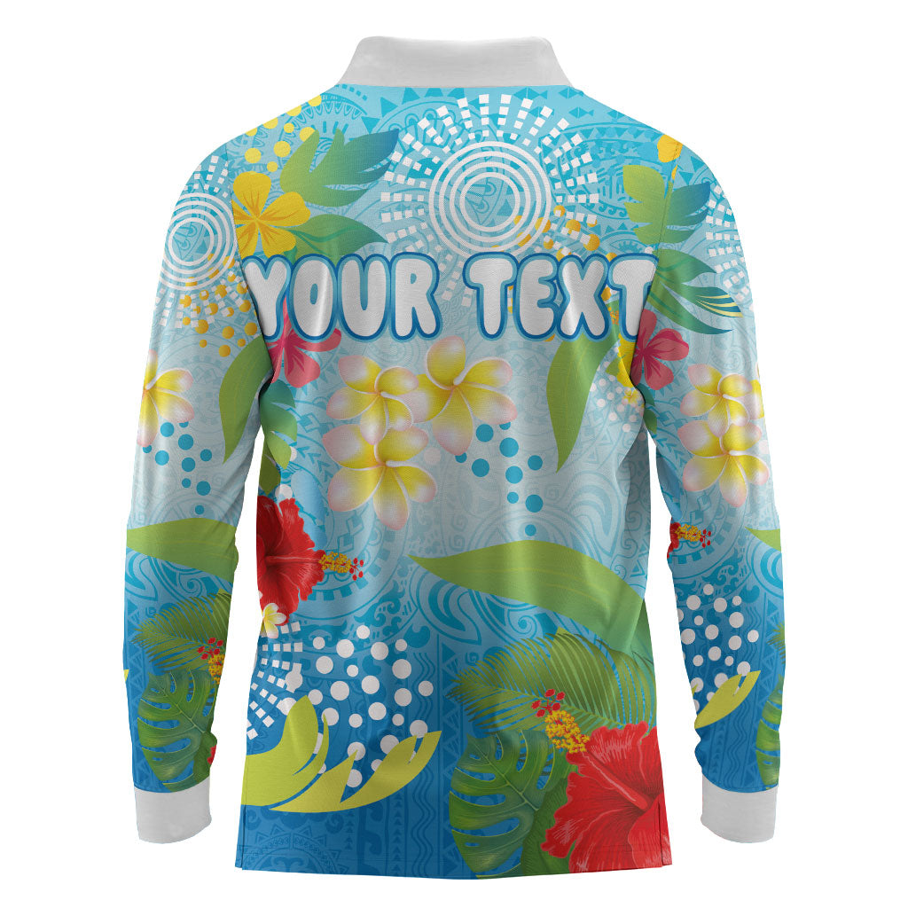 Personalized Hawaii Marathon Long Sleeve Polo Shirt Polynesian Motif Tropical Style