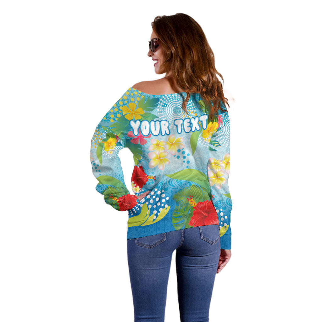 Personalized Hawaii Marathon Off Shoulder Sweater Polynesian Motif Tropical Style