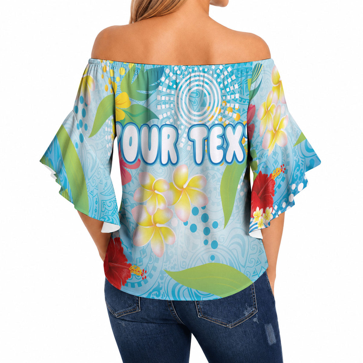Personalized Hawaii Marathon Off Shoulder Wrap Waist Top Polynesian Motif Tropical Style
