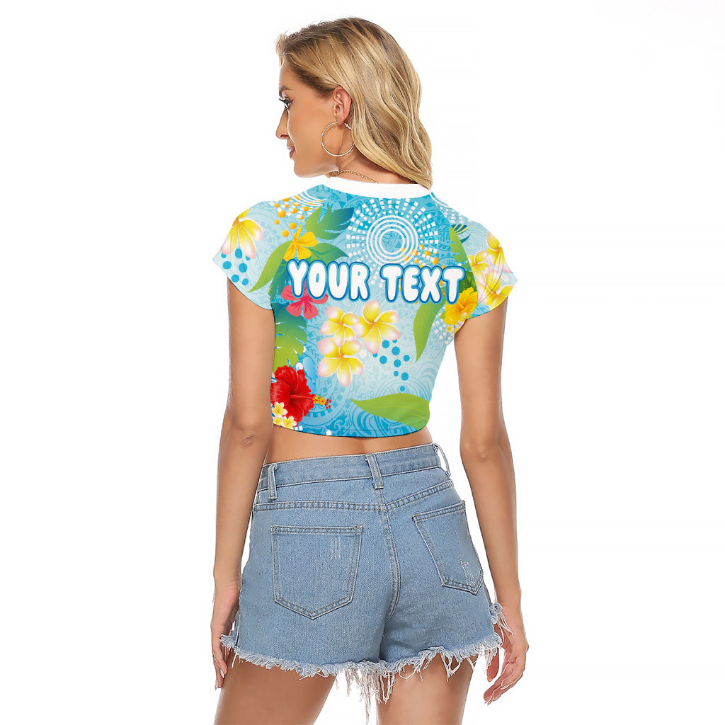 Personalized Hawaii Marathon Raglan Cropped T Shirt Polynesian Motif Tropical Style