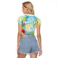 Personalized Hawaii Marathon Raglan Cropped T Shirt Polynesian Motif Tropical Style