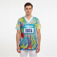 Personalized Hawaii Marathon Scrub Top Polynesian Motif Tropical Style
