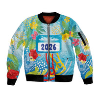 Personalized Hawaii Marathon Sleeve Zip Bomber Jacket Polynesian Motif Tropical Style