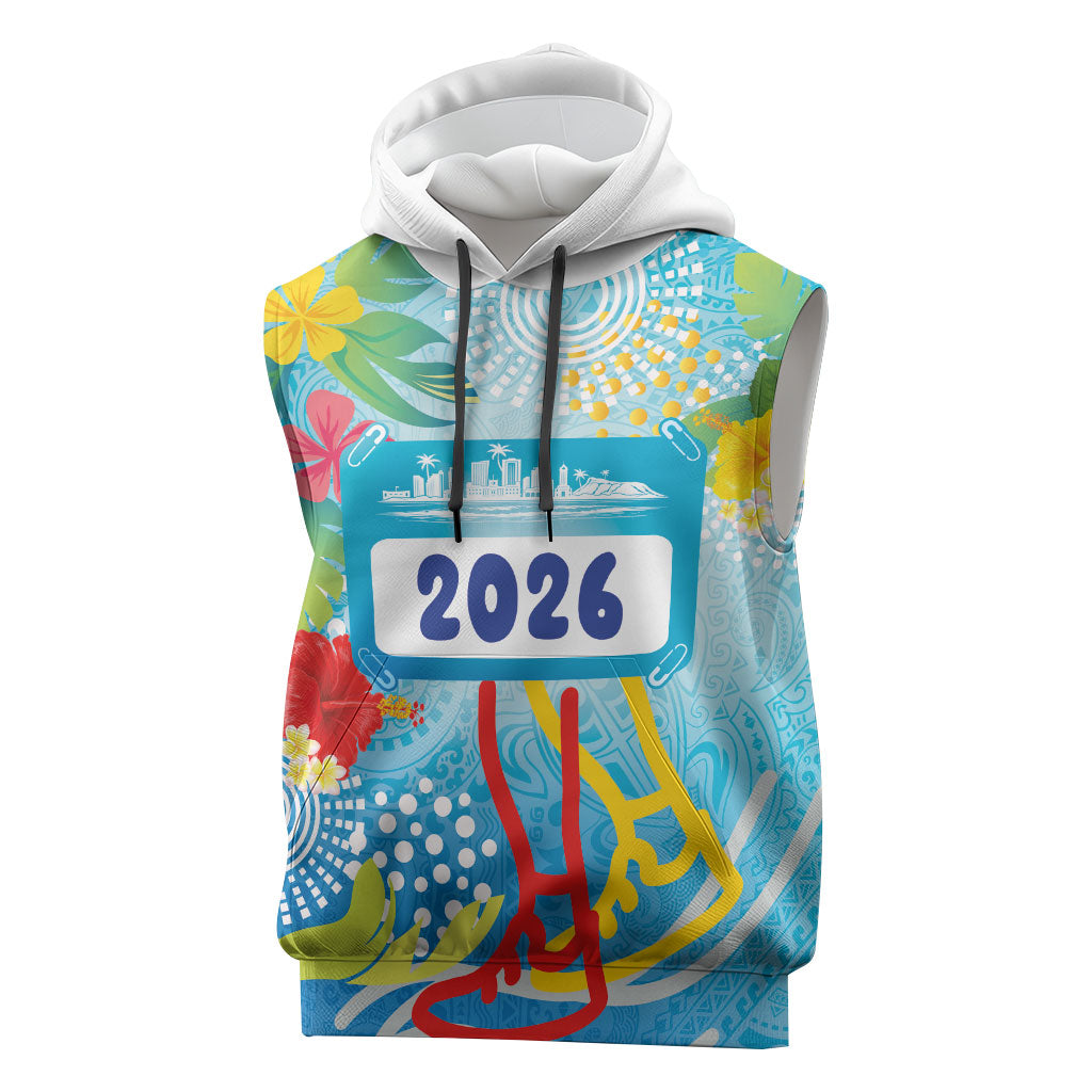 Personalized Hawaii Marathon Sleeveless Hoodie Polynesian Motif Tropical Style