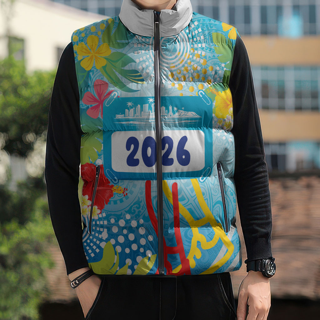 Personalized Hawaii Marathon Sleeveless Puffer Jacket Polynesian Motif Tropical Style