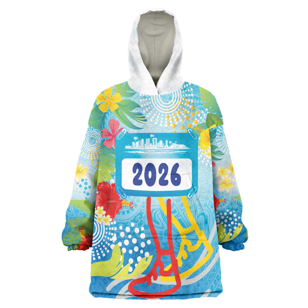 Personalized Hawaii Marathon Wearable Blanket Hoodie Polynesian Motif Tropical Style