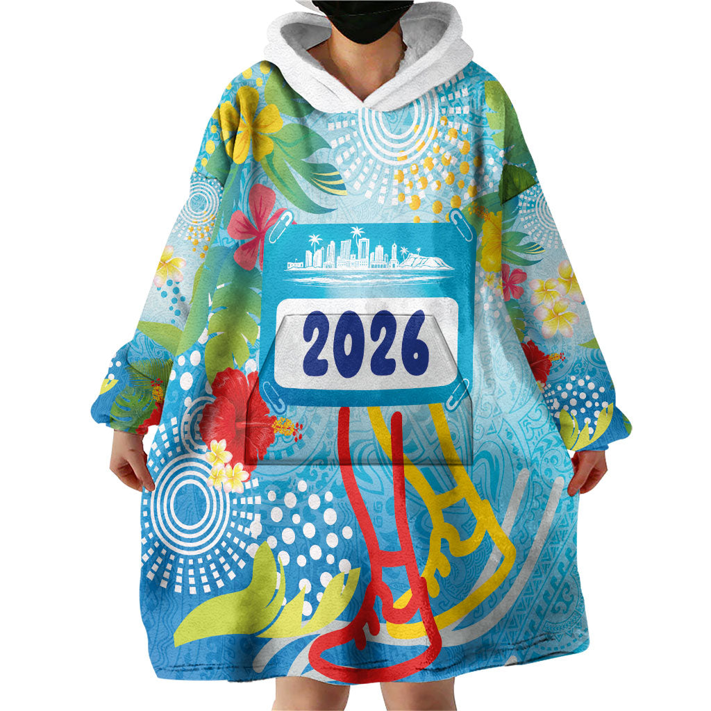 Personalized Hawaii Marathon Wearable Blanket Hoodie Polynesian Motif Tropical Style