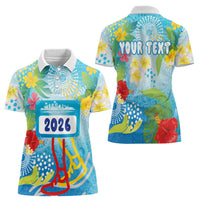 Personalized Hawaii Marathon Women Polo Shirt Polynesian Motif Tropical Style