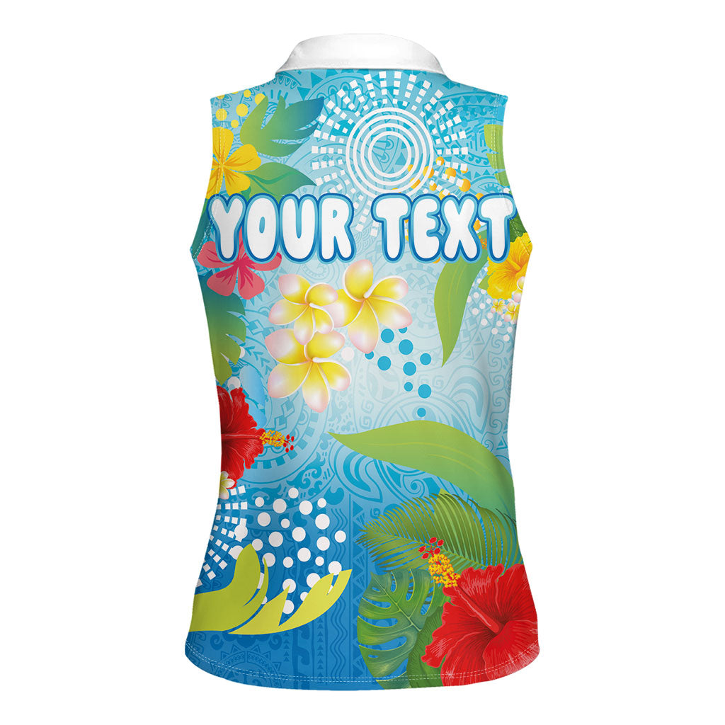 Personalized Hawaii Marathon Women Sleeveless Polo Shirt Polynesian Motif Tropical Style