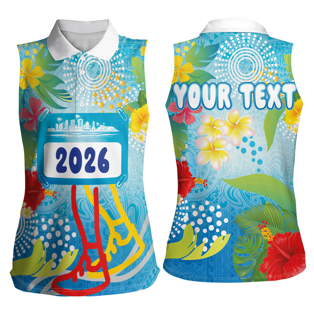 Personalized Hawaii Marathon Women Sleeveless Polo Shirt Polynesian Motif Tropical Style