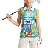 Personalized Hawaii Marathon Women Sleeveless Polo Shirt Polynesian Motif Tropical Style