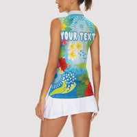Personalized Hawaii Marathon Women Sleeveless Polo Shirt Polynesian Motif Tropical Style