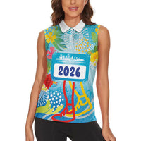 Personalized Hawaii Marathon Women Sleeveless Polo Shirt Polynesian Motif Tropical Style