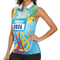Personalized Hawaii Marathon Women Sleeveless Polo Shirt Polynesian Motif Tropical Style