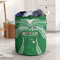 Hawaii Rainbow Warriors Laundry Basket Polynesian Motif Green Color