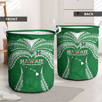 Hawaii Rainbow Warriors Laundry Basket Polynesian Motif Green Color