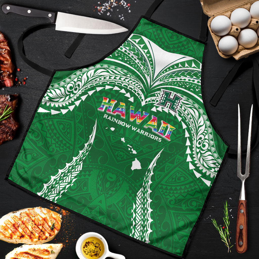 Hawaii Rainbow Warriors Apron Polynesian Motif Green Color