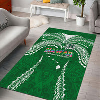 Hawaii Rainbow Warriors Area Rug Polynesian Motif Green Color