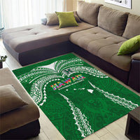 Hawaii Rainbow Warriors Area Rug Polynesian Motif Green Color