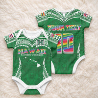 Custom Hawaii Rainbow Warriors Baby Onesie Polynesian Motif Green Color