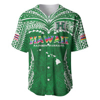 Custom Hawaii Rainbow Warriors Baseball Jersey Polynesian Motif Green Color