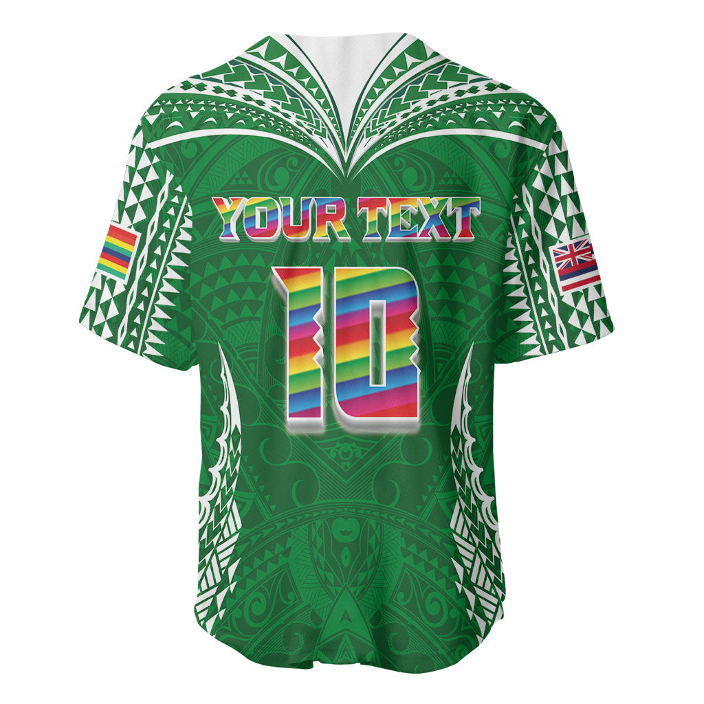 Custom Hawaii Rainbow Warriors Baseball Jersey Polynesian Motif Green Color
