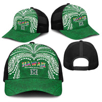 Hawaii Rainbow Warriors Baseball Net Cap Polynesian Motif Green Color