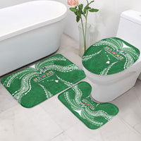Hawaii Rainbow Warriors Bathroom Set Polynesian Motif Green Color