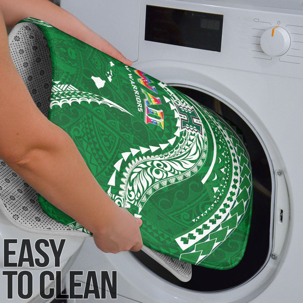 Hawaii Rainbow Warriors Bathroom Set Polynesian Motif Green Color