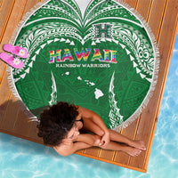 Hawaii Rainbow Warriors Beach Blanket Polynesian Motif Green Color
