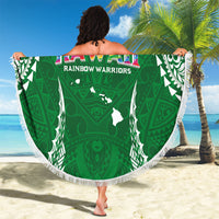 Hawaii Rainbow Warriors Beach Blanket Polynesian Motif Green Color