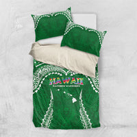 Hawaii Rainbow Warriors Bedding Set Polynesian Motif Green Color