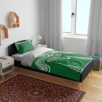 Hawaii Rainbow Warriors Bedding Set Polynesian Motif Green Color