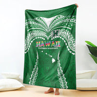 Hawaii Rainbow Warriors Blanket Polynesian Motif Green Color