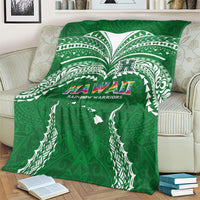 Hawaii Rainbow Warriors Blanket Polynesian Motif Green Color