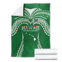 Hawaii Rainbow Warriors Blanket Polynesian Motif Green Color