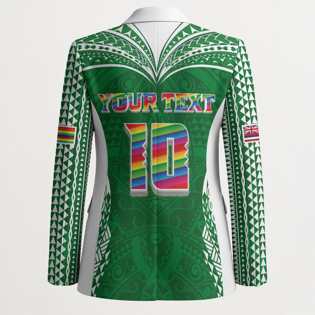 Custom Hawaii Rainbow Warriors Blazer Polynesian Motif Green Color