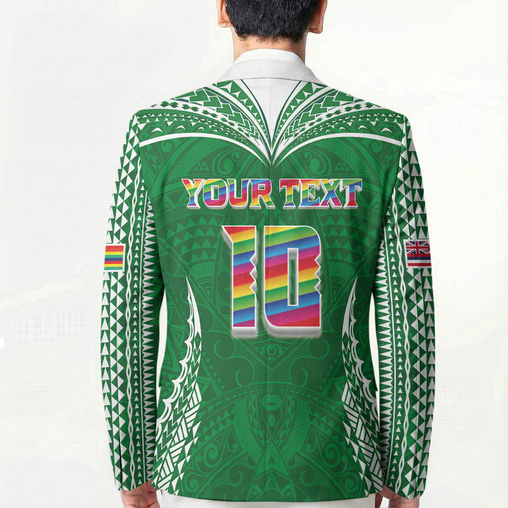 Custom Hawaii Rainbow Warriors Blazer Polynesian Motif Green Color