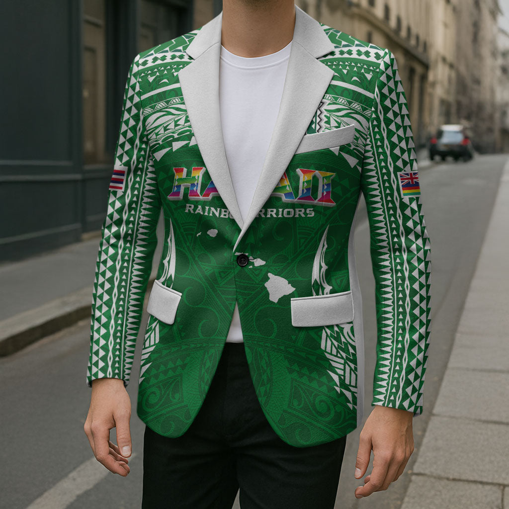 Custom Hawaii Rainbow Warriors Blazer Polynesian Motif Green Color