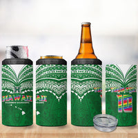 Custom Hawaii Rainbow Warriors 4 in 1 Can Cooler Tumbler Polynesian Motif Green Color