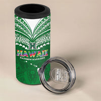 Custom Hawaii Rainbow Warriors 4 in 1 Can Cooler Tumbler Polynesian Motif Green Color